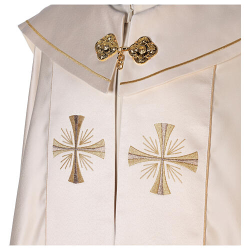 Chape liturgique 100% polyester croix dorées 4 couleurs liturgiques 12