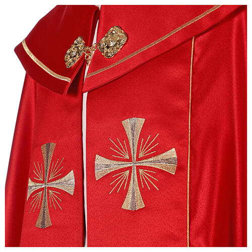Chape liturgique 100% polyester croix dorées 4 couleurs liturgiques 14