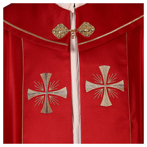 Chape liturgique 100% polyester croix dorées 4 couleurs liturgiques 15