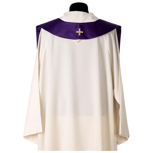 Chape liturgique 100% polyester croix dorées 4 couleurs liturgiques 22
