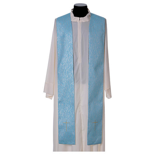 Chape liturgique 100% polyester bleu clair initiales mariales 8
