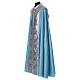 Chape liturgique 100% polyester bleu clair initiales mariales s3