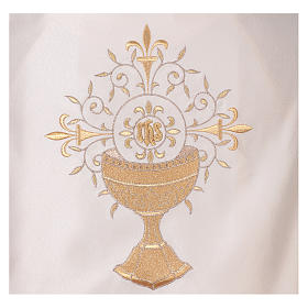 Humeral veil with embroidery of chalice, JHS and leaves