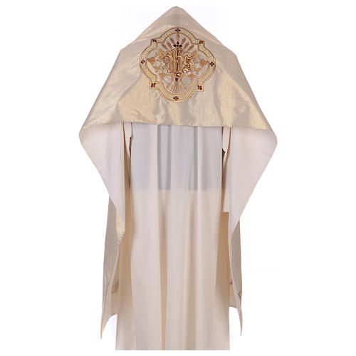 Humeral veil ecru IHS embroidery 100% polyester 1