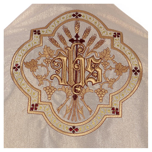 Humeral veil ecru IHS embroidery 100% polyester 2