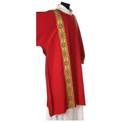 Dalmatic in polyester with gallon applied on the front, Vatican fabric 4
