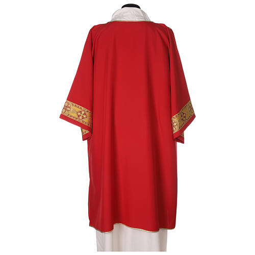 Dalmatic in polyester with gallon applied on the front, Vatican fabric 5