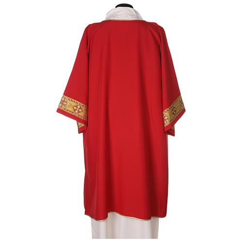 Deacon Dalmatic in polyester with gallon applied on the front, Vatican fabric 5