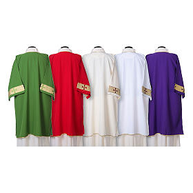 Dalmatic with decoration trim on front made in Vatican fabric 100% polyester