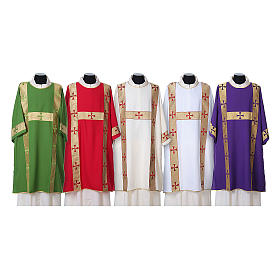 Deacon Dalmatic with front decoration trim made in Vatican fabric 100% polyester