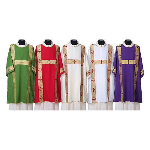 Deacon Dalmatic with front decoration trim made in Vatican fabric 100% polyester 1