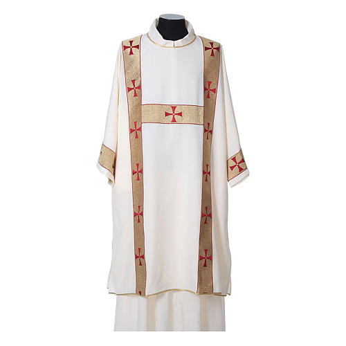 Deacon Dalmatic with front decoration trim made in Vatican fabric 100% polyester 5