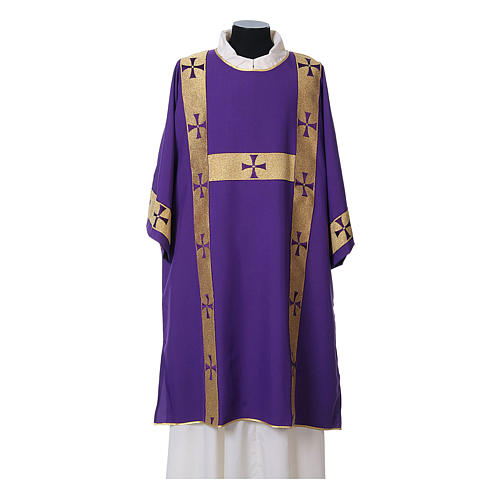 Deacon Dalmatic with front decoration trim made in Vatican fabric 100% polyester 7