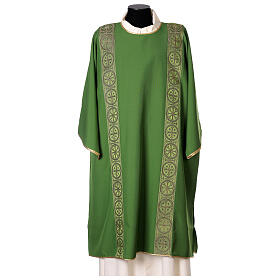 Dalmatic with decoration trim on front and back made in Vatican fabric 100% polyester