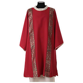 Dalmatic with decoration trim on front and back made in Vatican fabric 100% polyester