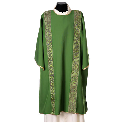 Dalmatic with decoration trim on front and back made in Vatican fabric 100% polyester 1