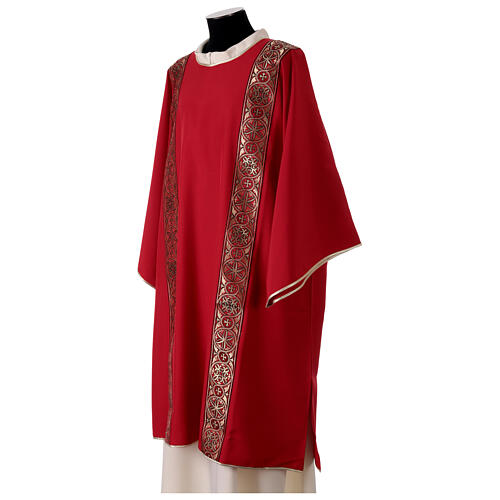 Dalmatic with decoration trim on front and back made in Vatican fabric 100% polyester 3