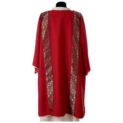 Dalmatic with decoration trim on front and back made in Vatican fabric 100% polyester 4