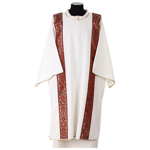 Dalmatica gallone applicato fronte retro tessuto 100% poliestere Vatican 1