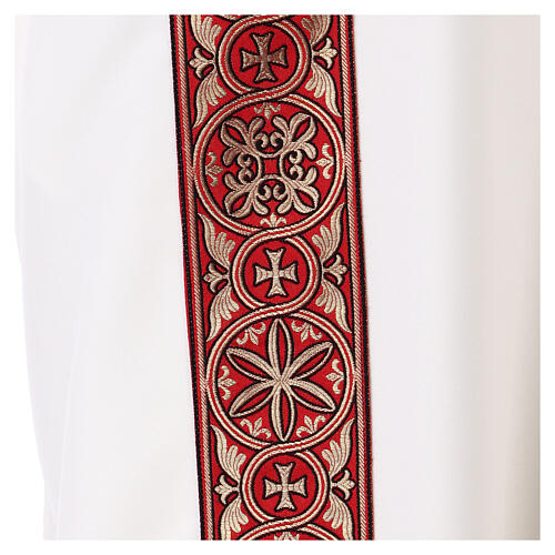 Dalmatica gallone applicato fronte retro tessuto 100% poliestere Vatican 2