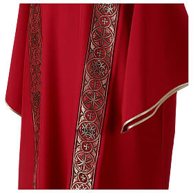Eucharistic Dalmatic with decoration trim on front and back made in Vatican fabric 100% polyester