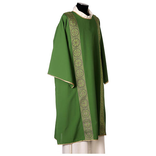 Eucharistic Dalmatic with decoration trim on front and back made in Vatican fabric 100% polyester 3