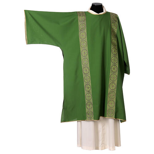 Eucharistic Dalmatic with decoration trim on front and back made in Vatican fabric 100% polyester 5