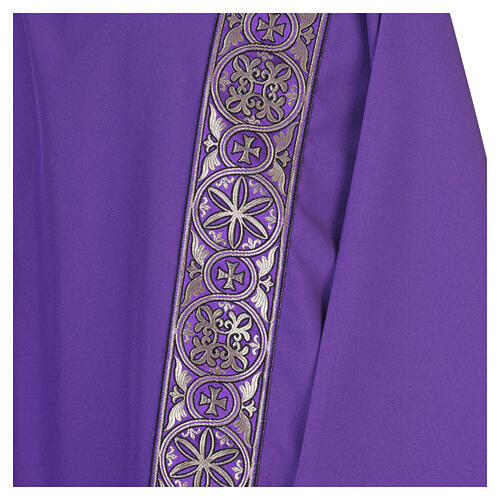 Eucharistic Dalmatic with decoration trim on front and back made in Vatican fabric 100% polyester 6