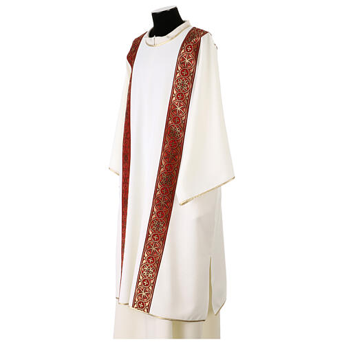 Eucharistic Dalmatic with decoration trim on front and back made in Vatican fabric 100% polyester 8