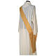 Gold dalmatic in striped faille and wool mix with trim application on front and back s7