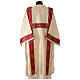 Gold dalmatic in striped faille and wool mix with trim application on front and back s5
