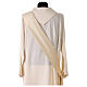 Gold dalmatic in striped faille and wool mix with trim application on front and back s7