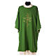 Dalmatic with cross and JHS embroidery on front and back made in Vatican fabric 100% polyester s3