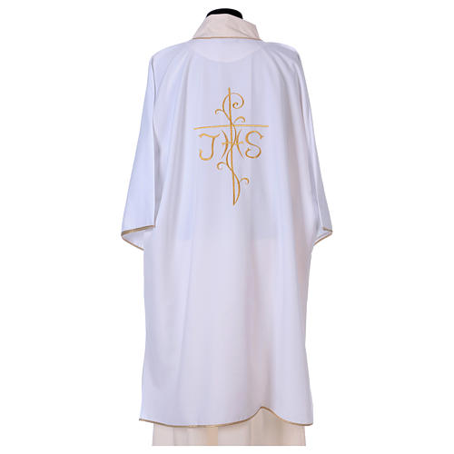 JHS Dalmatic with cross a embroidery on front and back made in Vatican fabric 100% polyester 4