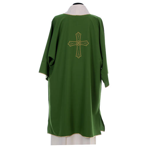 Dalmatic with cross and flower embroidery on front and back made in Vatican fabric 100% polyester 4