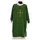 Dalmatic with cross and flower embroidery on front and back made in Vatican fabric 100% polyester s1