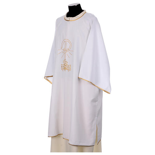 Dalmatic with Peace and lilies embroidery on front and back made in Vatican fabric 100% polyester 3