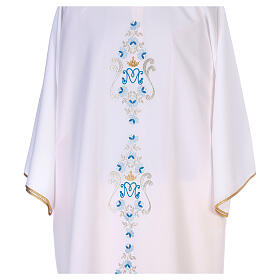 Marian Dalmatic with daisies embroidery on front and back made in Vatican fabric 100% polyester