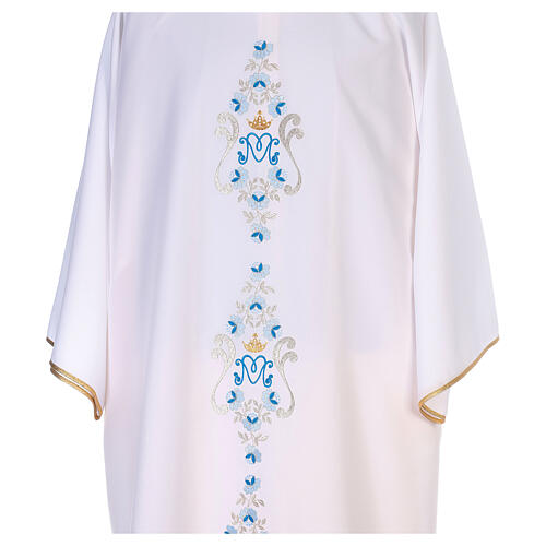 Marian Dalmatic with daisies embroidery on front and back made in Vatican fabric 100% polyester 2