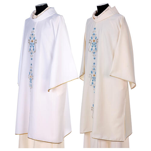 Marian Dalmatic with daisies embroidery on front and back made in Vatican fabric 100% polyester 3