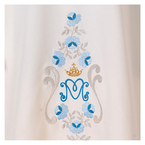 Marian Dalmatic with daisies embroidery on front and back made in Vatican fabric 100% polyester 5