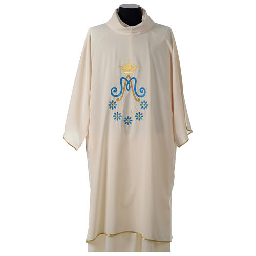 Dalmatic with Roll Collar with Marian symbol and daisies, light 3