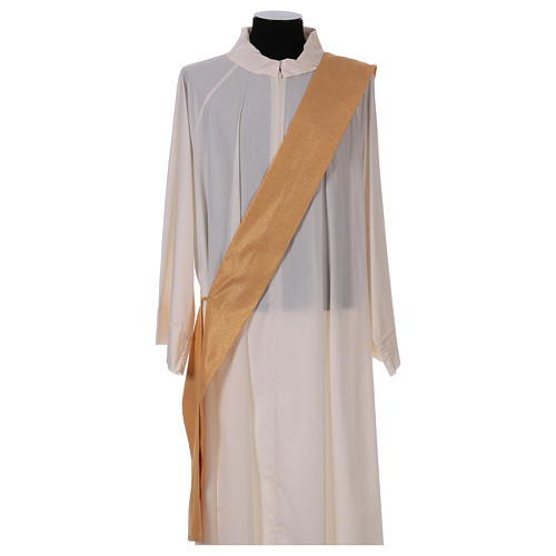 Dalmatic in striped faille and wool mix with stole trim application on front and back 7