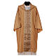 Dalmatic in striped faille and wool mix with stole trim application on front and back s1