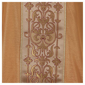 Deacon Dalmatic with clergy stole in striped faille and wool mix trim application on front and back
