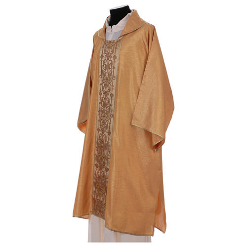 Deacon Dalmatic with clergy stole in striped faille and wool mix trim application on front and back 3