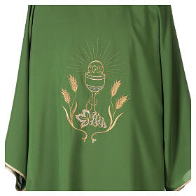 Ultralight Dalmatic with chalice, grapes and wheat embroidery on front and back, Vatican fabric 100% polyester