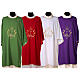 Ultralight Dalmatic with chalice, grapes and wheat embroidery on front and back, Vatican fabric 100% polyester s1