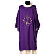 Ultralight Dalmatic with chalice, grapes and wheat embroidery on front and back, Vatican fabric 100% polyester s7
