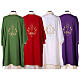Ultralight Dalmatic with chalice, grapes and wheat embroidery on front and back, Vatican fabric 100% polyester s10